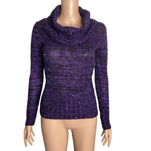 Vintage 90s Y2K Lei Sweater Womens Small Purple Shimmer Glitter - Picture 5 of 8